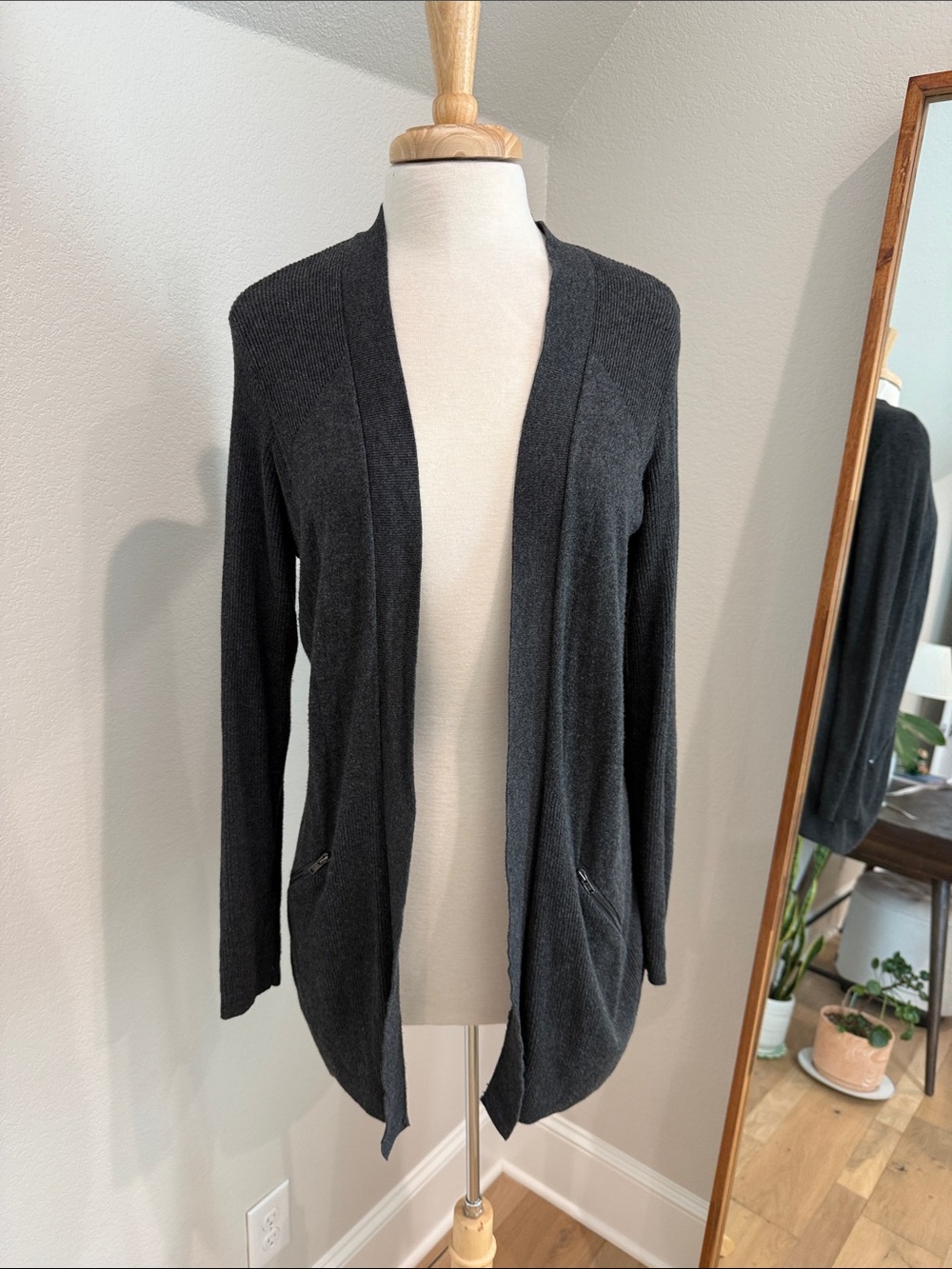 Apt. 9 Dark Charcoal Open-Front Cardigan